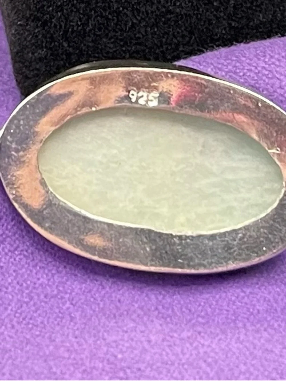 Exceptional .925 SS Amazonite handcrafted oval cabachon pendant  10.75 g 30x20mm